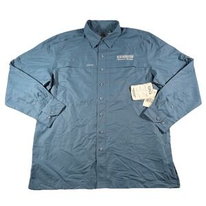 GameGuard Shirt Mens Large Blue Fishing Performance UPF 50+ Long Sleeve Vented